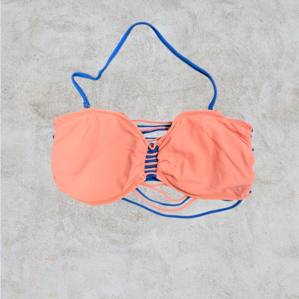 Stylish Coral and Blue Women's Bikini Top